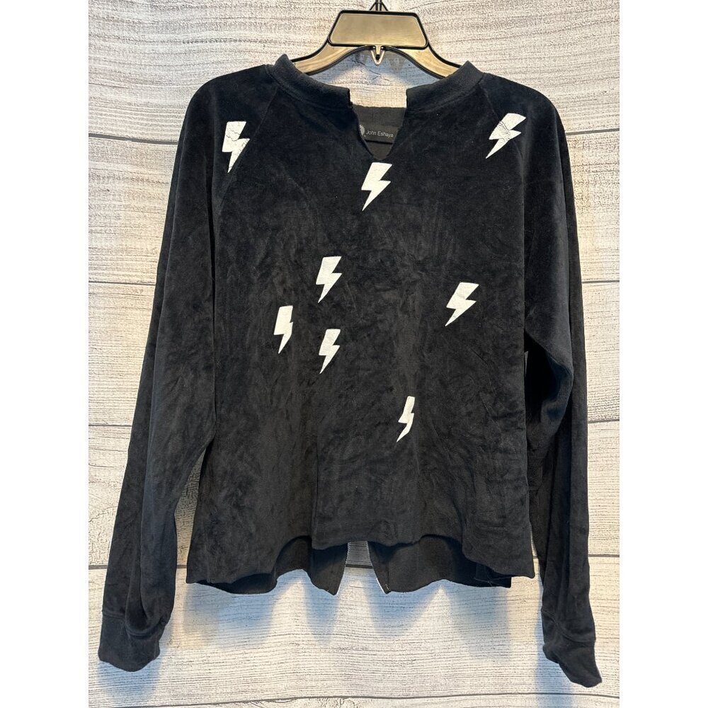 JET by John Esheya Lightening Bolt Velour Sweatshirt